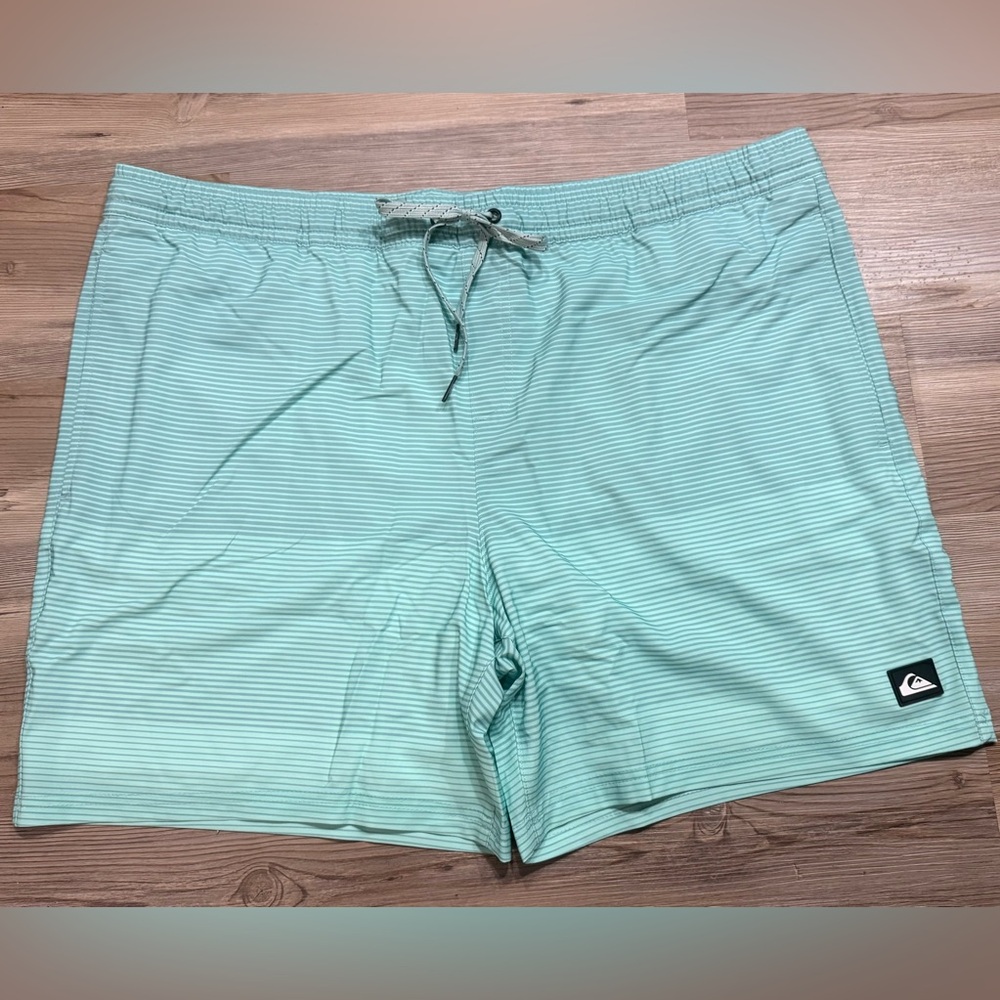 Quiksilver Mint Green Striped volleyball trunks